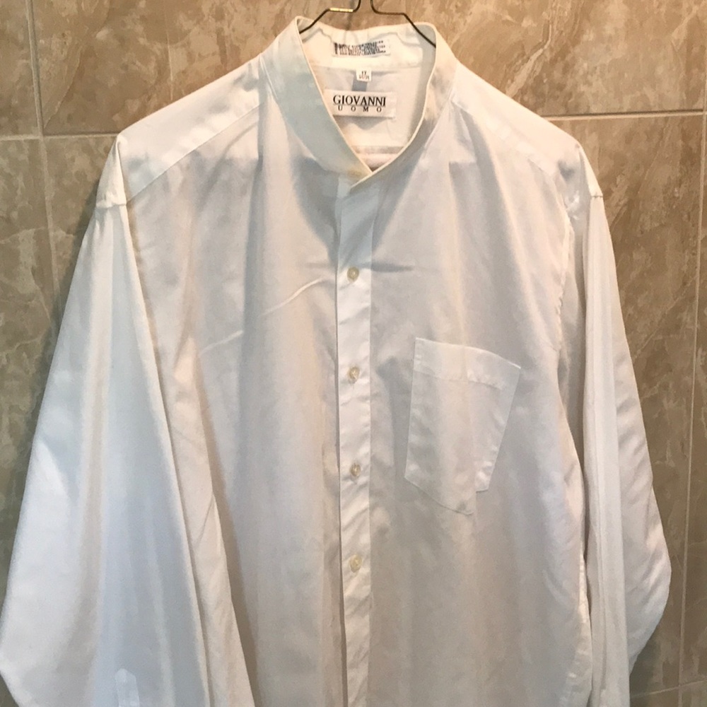 Chinese Collar white dress shirt